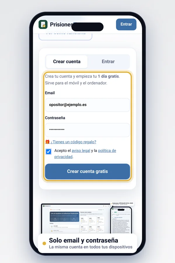 Pantalla de registro