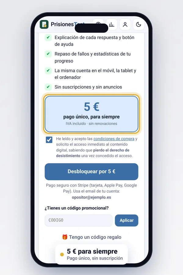 Pantalla de desbloqueo por 5 euros